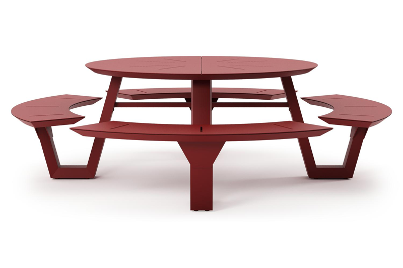 Rondino picknicktafel rond in ruby aluminium - Dia. 236 x H 71.5 cm