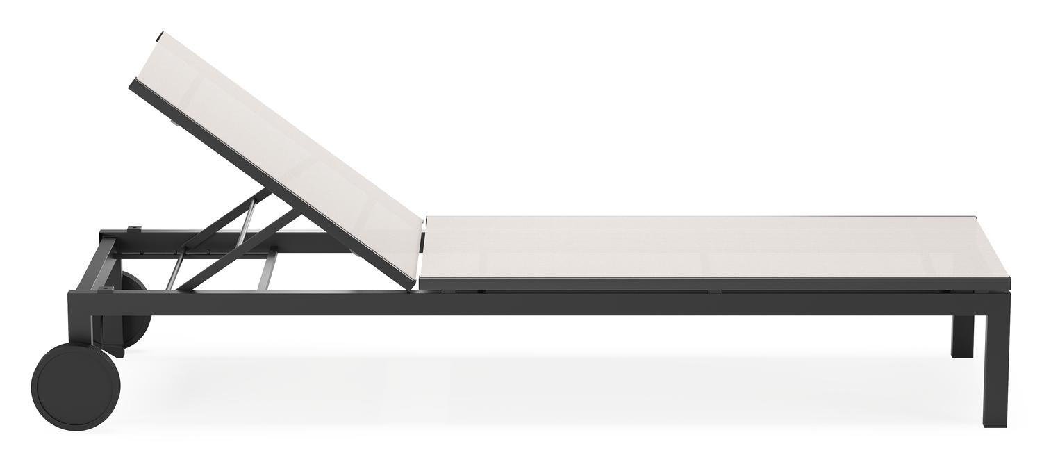 Chaise longue réglable Caravelle en aluminium noir et textilène simple beige