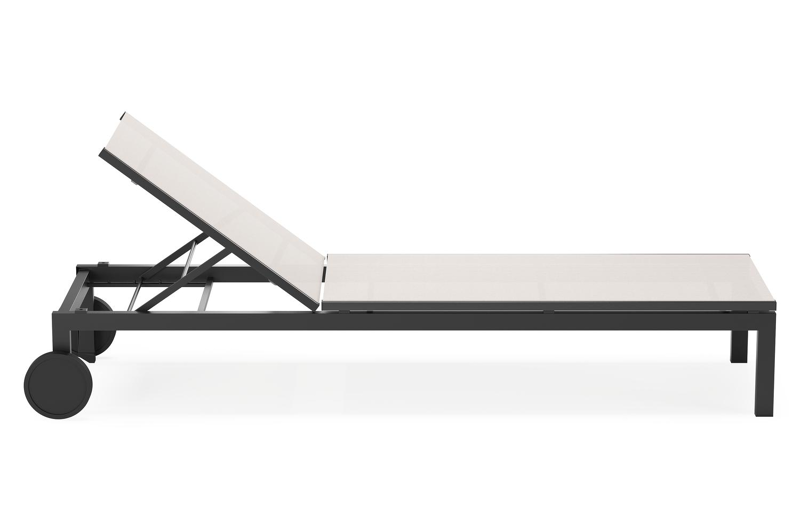 Caravelle verstelbaar ligbed in zwart aluminium en beige single textilene