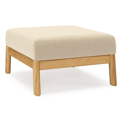 Amaro poef in teak met althea camel all weather cosytica kussen