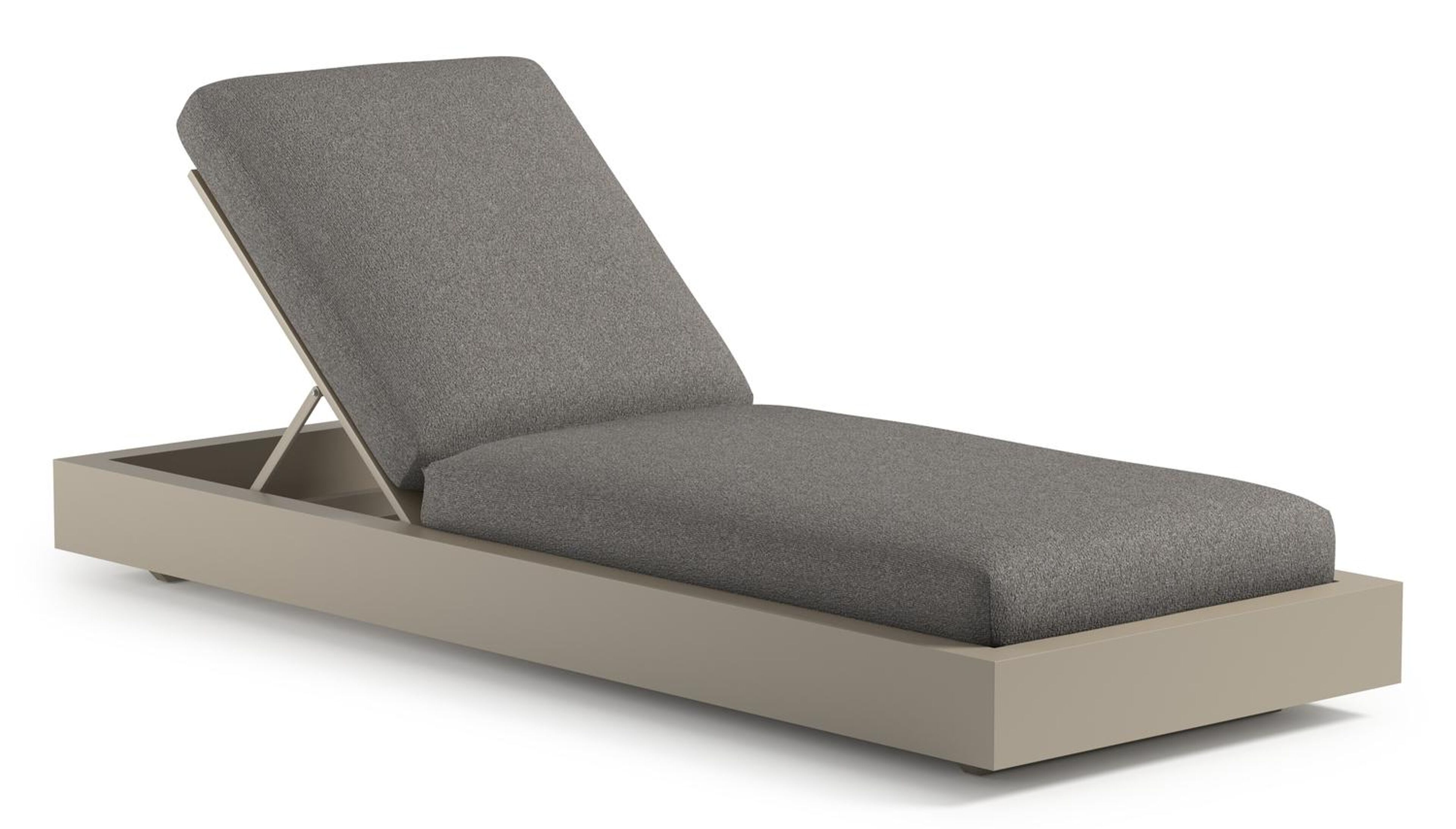 Chaise longue réglable Como en aluminium beige avec tundra charcoal all weather sunbrella® luxe coussin