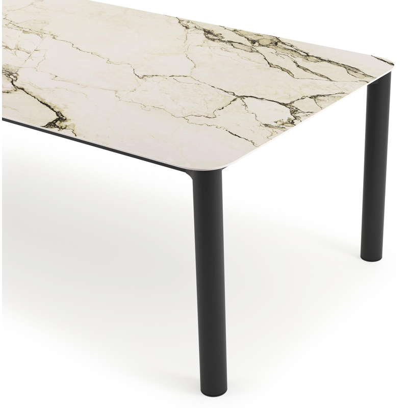 Orso tuintafel rechthoekig afgerond in zwart aluminium en volkeramiek colorado dunes - L 290 x B 110 x H 74.5 cm