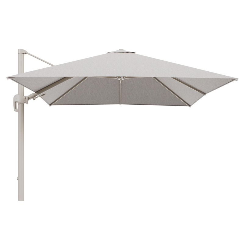 Parasol pendant Rufina avec fonction tilt en aluminium beige et toile de parasol en All Weather Sunbrella® Luxe Tundra Sand  - Lg.1 300 x Lg.2 300 cm (sans pied de parasol