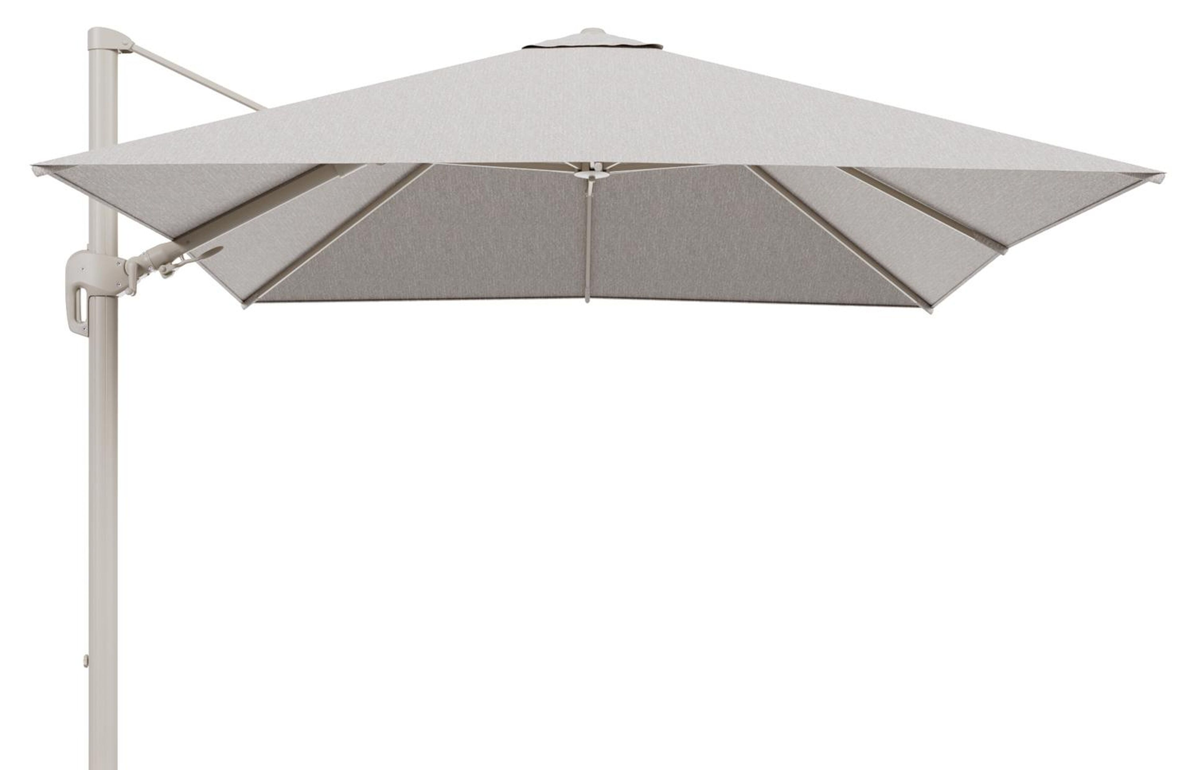 Rufina zweefparasol tiltfunctie in beige aluminium en parasoldoek in All Weather Sunbrella® Luxe Tundra Sand  - L1 300 x L2 300 cm (zonder voet)