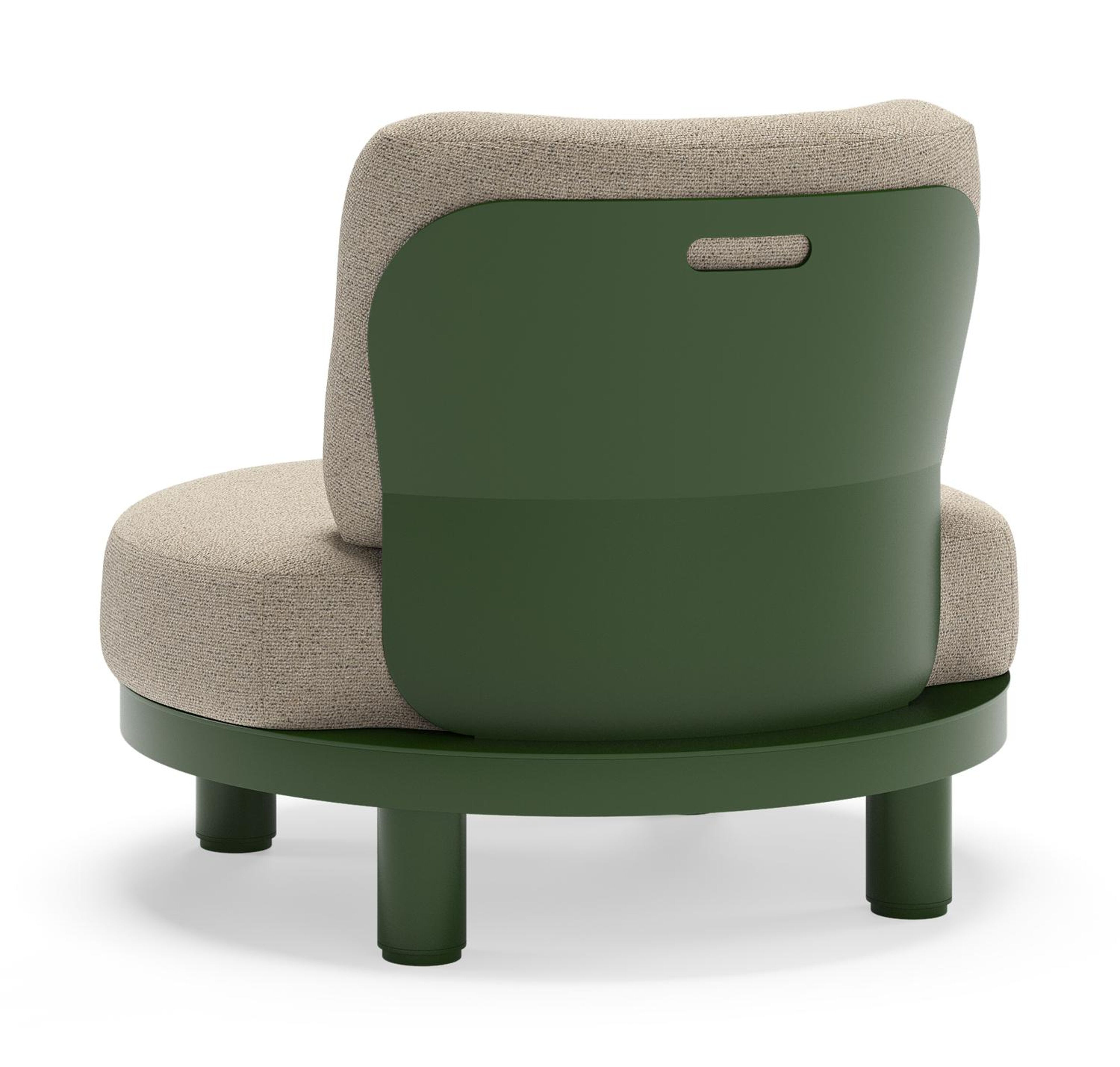 Fauteuil de jardin Donato en aluminium vert et coussins en all weather cosytica Marbella Beige