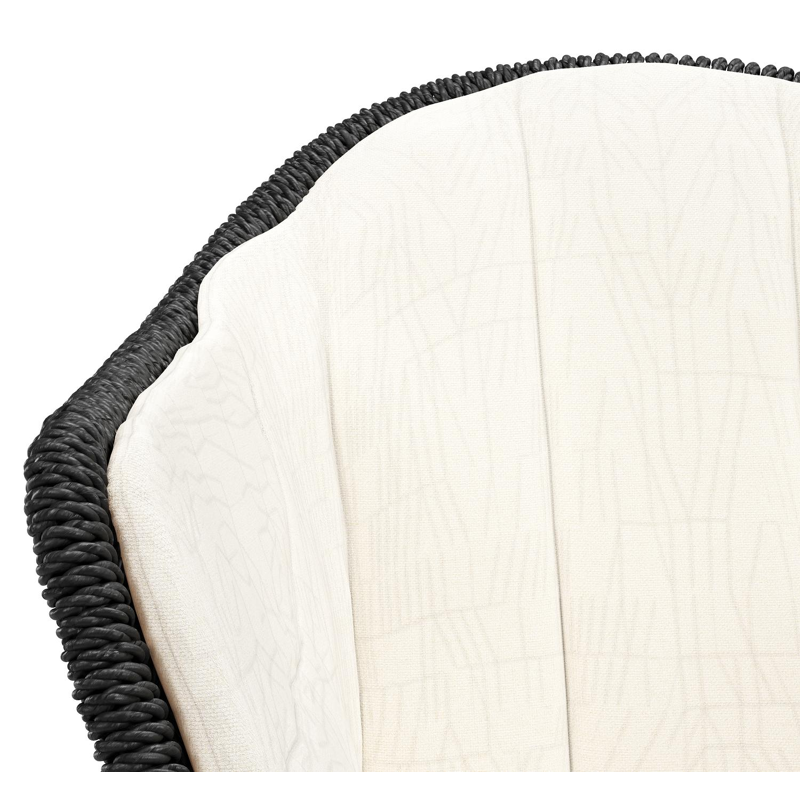 Pagino tuinstoel in teak en zwart ronde wicker met zitkussen in All Weather Sunbrella® Luxe Natte White