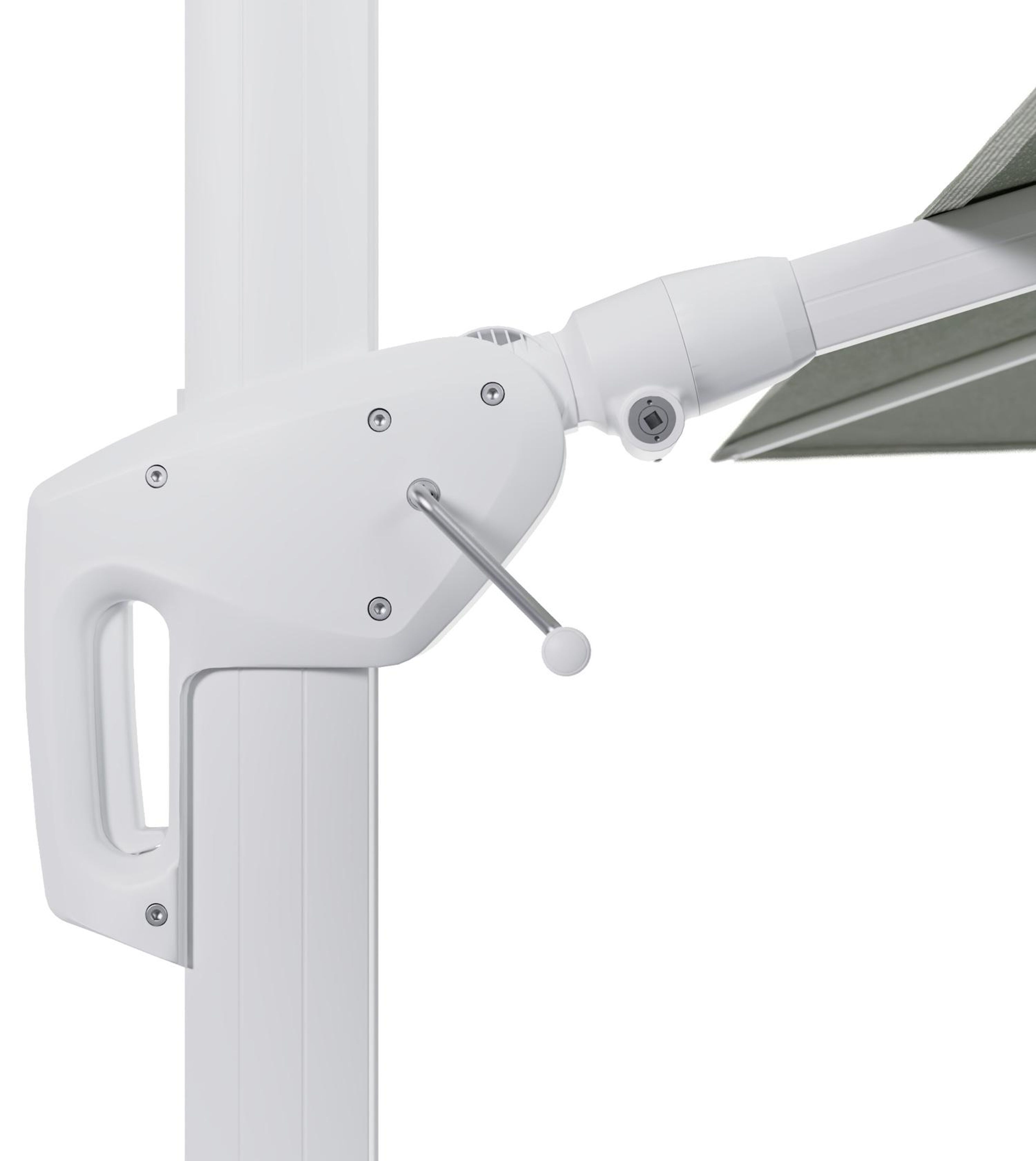 Minore zweefparasol tiltfunctie in wit aluminium en parasoldoek in All Weather Sunbrella® Luxe Slow Spirea  - L1 350 x L2: 350 cm (zonder voet) (zonder voet)