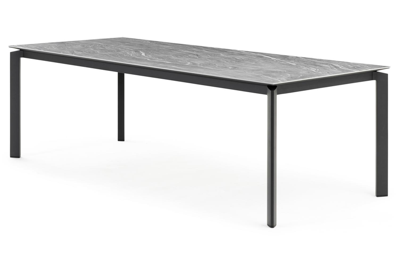 Cirello tuintafel in zwart aluminium en volkeramiek mar del plata - L 240 x B 100 x H 75 cm
