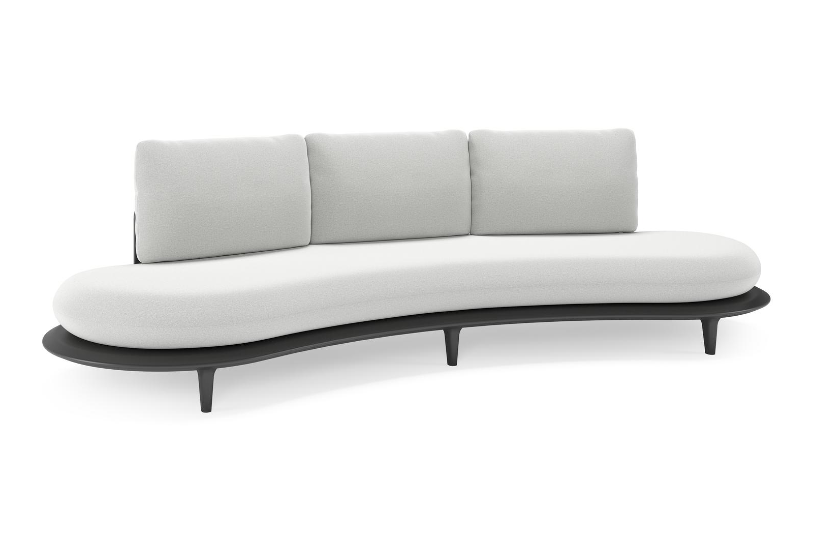 Bomero loungebank in zwart aluminium met natte grey chine all weather sunbrella® luxe kussen