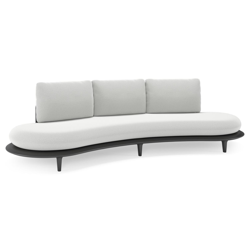 Bomero loungebank in zwart aluminium met natte grey chine all weather sunbrella® luxe kussen