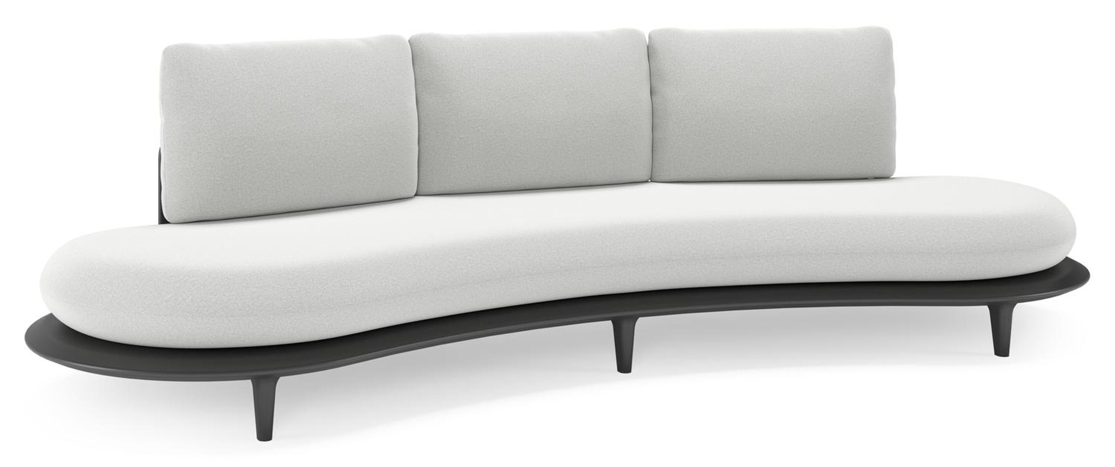 Bomero loungebank in zwart aluminium met natte grey chine all weather sunbrella® luxe kussen