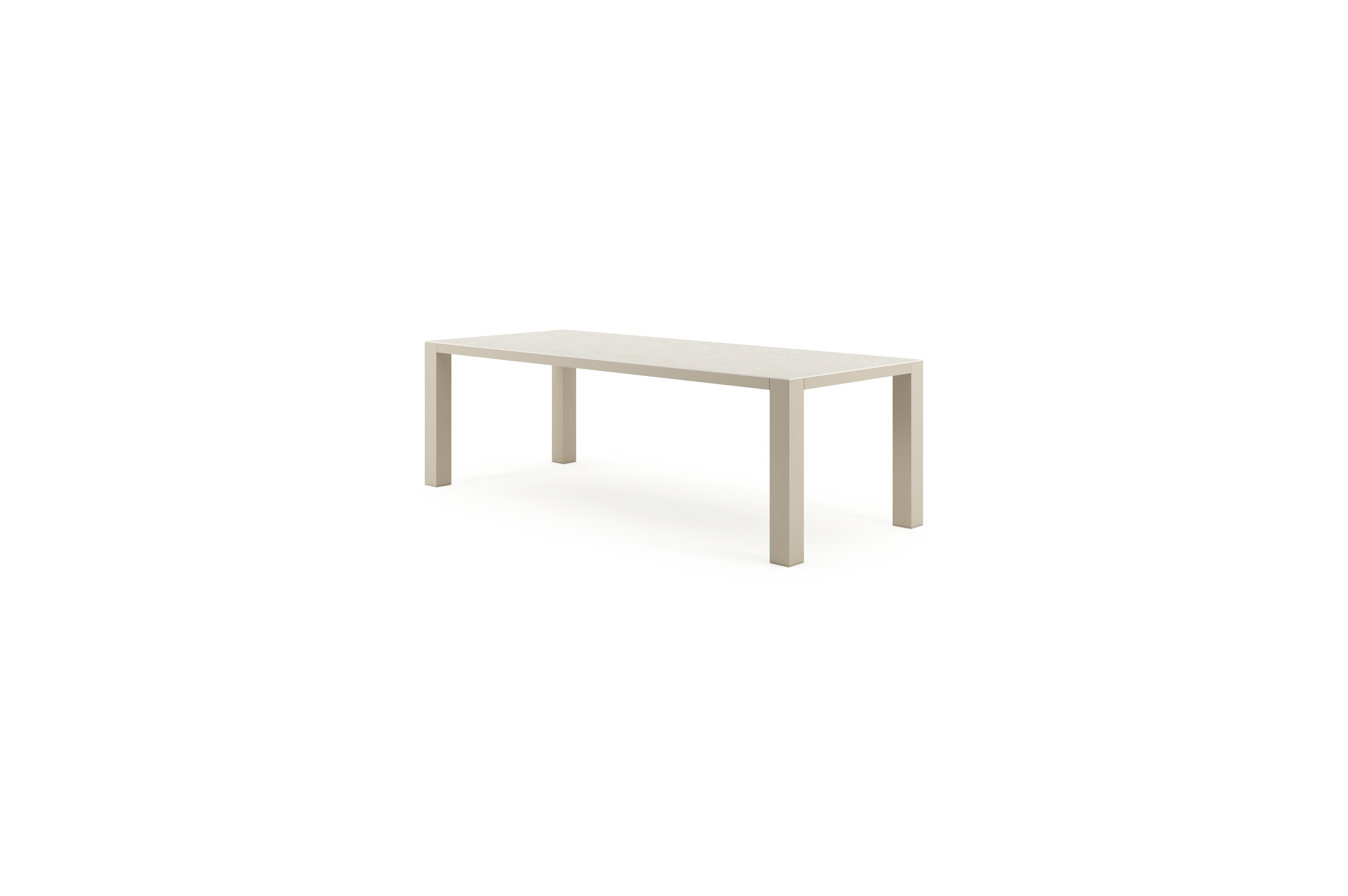 Nano tuintafel rechthoekig in beige aluminium en volkeramiek Shilin L 240 x B 100 x H 75 cm