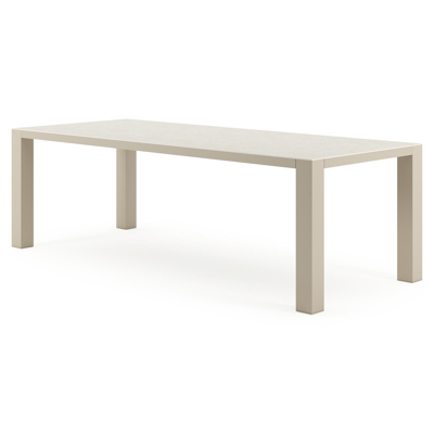 Table de jardin Nano rectangulaire en aluminium beige et céramique pleine Shilin Lg. 240 x Lrg. 100 x Haut. 75 cm