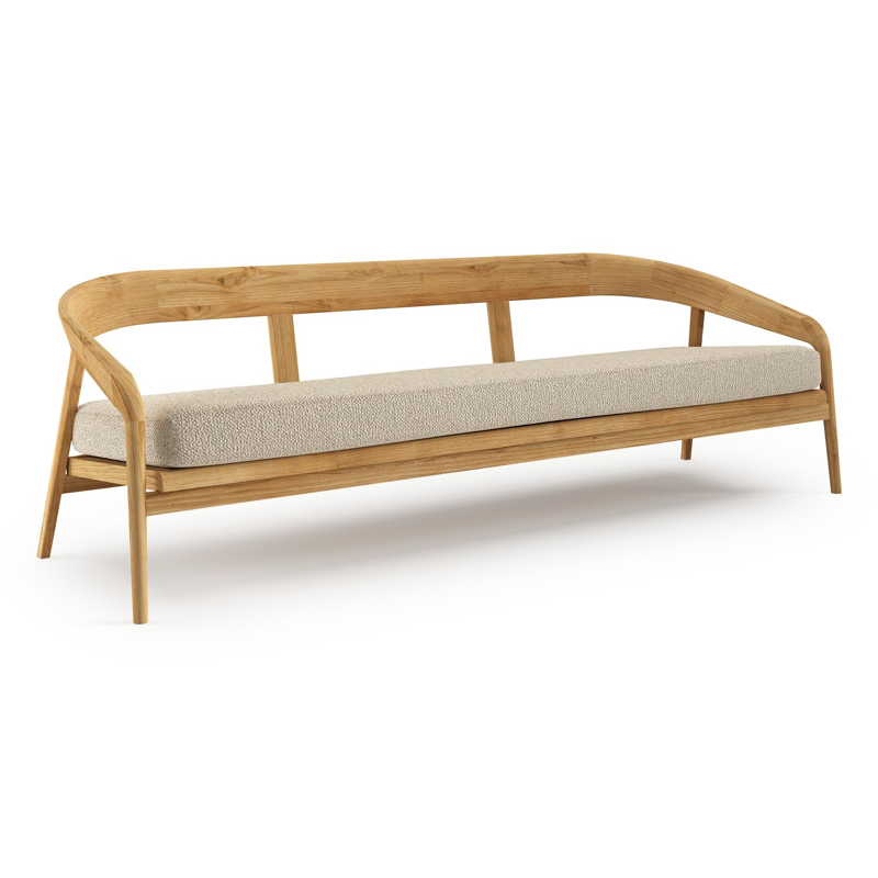 Lacrima loungebank 3-zit in teak met bora forest all weather Casettica kussen