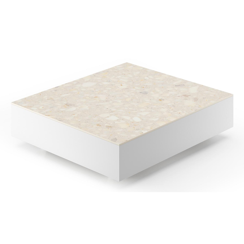 Como loungetafel in wit aluminium en retrostone volkeramiek - L 70 x B 80 x H 20 cm