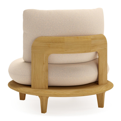 Bomero loungestoel in teak met heritage papyrus all weather sunbrella® luxe kussen