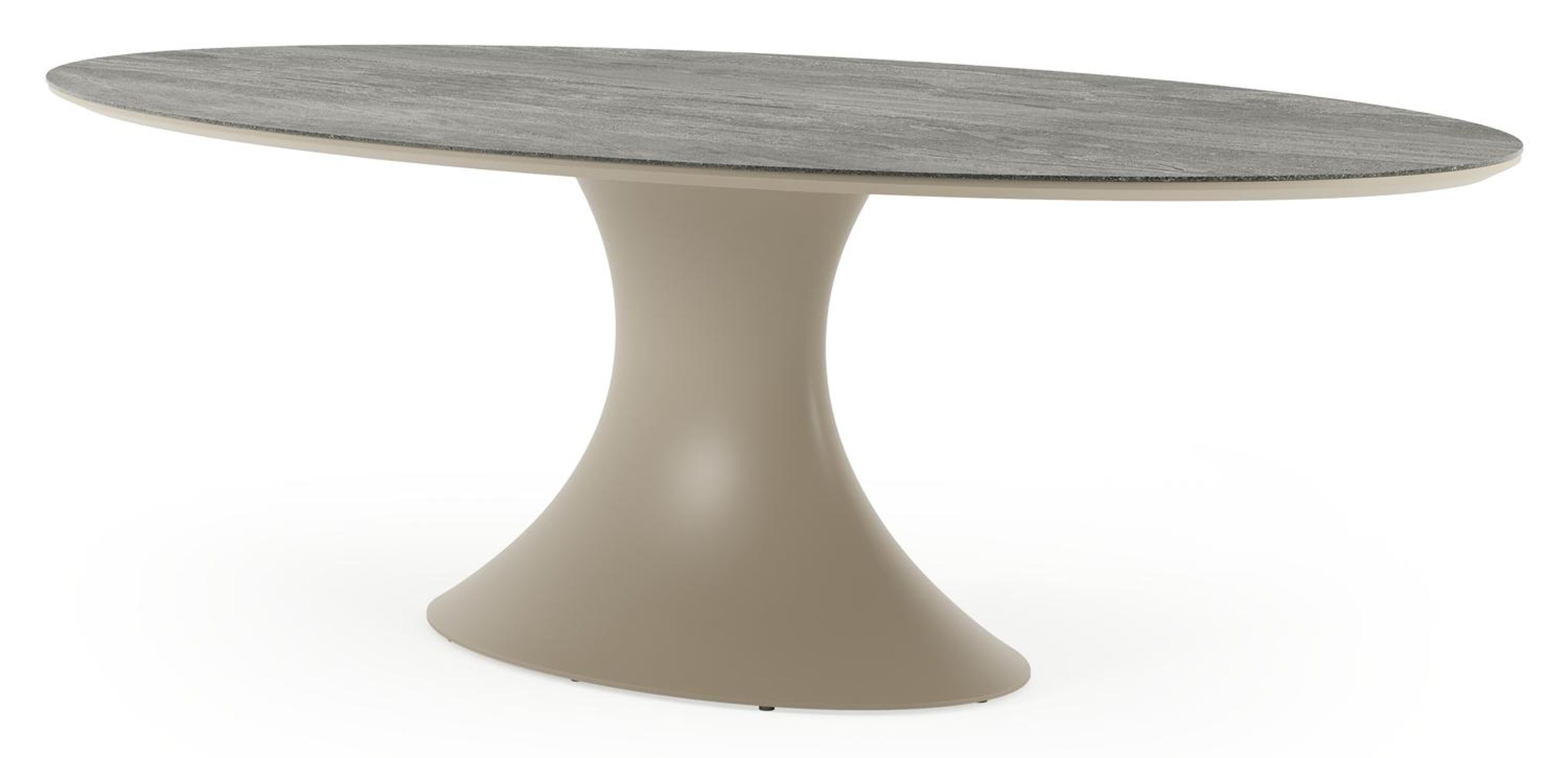 Table de jardin Fano ovale en aluminium beige et céramique pleine Aspen Grey - Lg. 240 x Lrg. 135 x Haut. 75 cm
