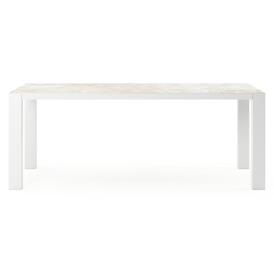Table de jardin Nano rectangulaire en aluminium blanc et céramique pleine Rapolano Lg. 200 x Lrg. 100 cm