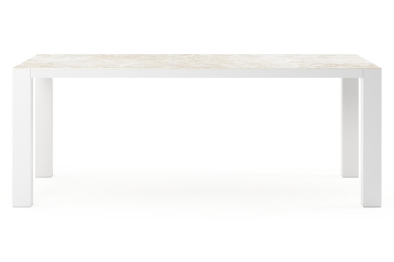 Table de jardin Nano rectangulaire en aluminium blanc et céramique pleine Rapolano Lg. 200 x Lrg. 100 cm