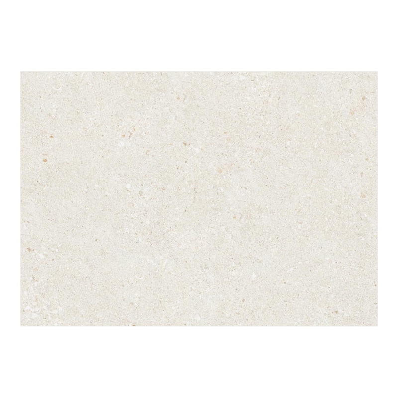 Cirello Pop up loungetafel in wit aluminium en beige volkeramiek - L 70 x B 50 x H 44/66 cm