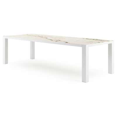 Nano tuintafel rechthoekig in wit aluminium en volkeramiek colorado dunes - L 280 x B 110 x H 75 cm