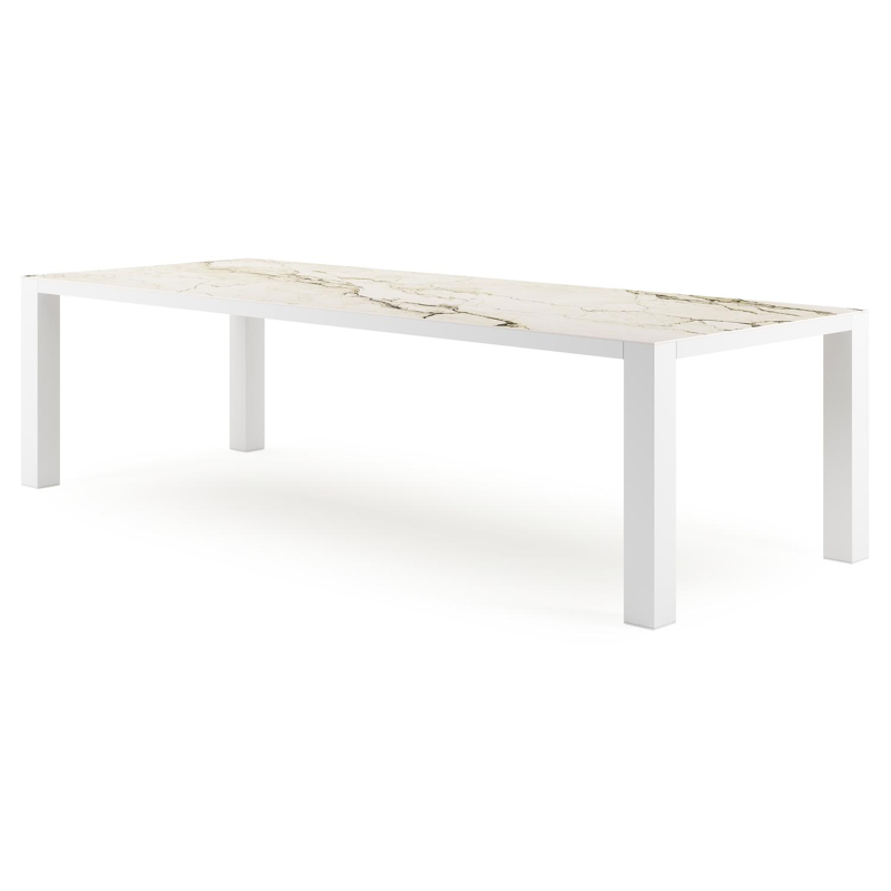 Nano tuintafel rechthoekig in wit aluminium en volkeramiek colorado dunes - L 280 x B 110 x H 75 cm