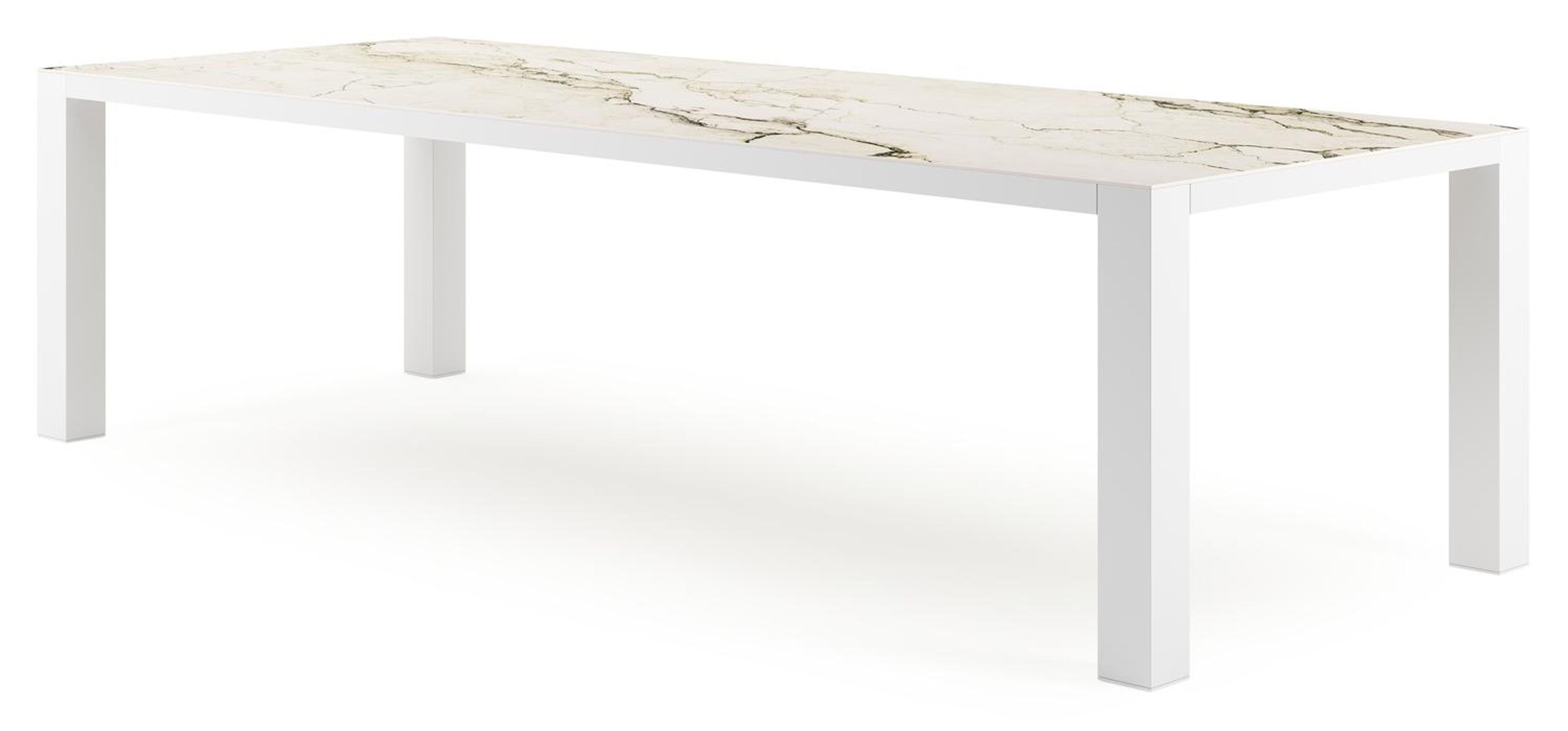 Nano tuintafel rechthoekig in wit aluminium en volkeramiek colorado dunes - L 280 x B 110 x H 75 cm