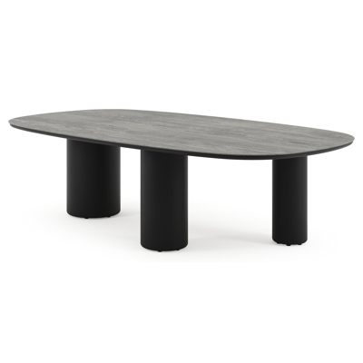 Amico tuintafel bombo xl in zwart aluminium en volkeramiek Aspen Grey - L 270 x B 148 x H 73.5 cm