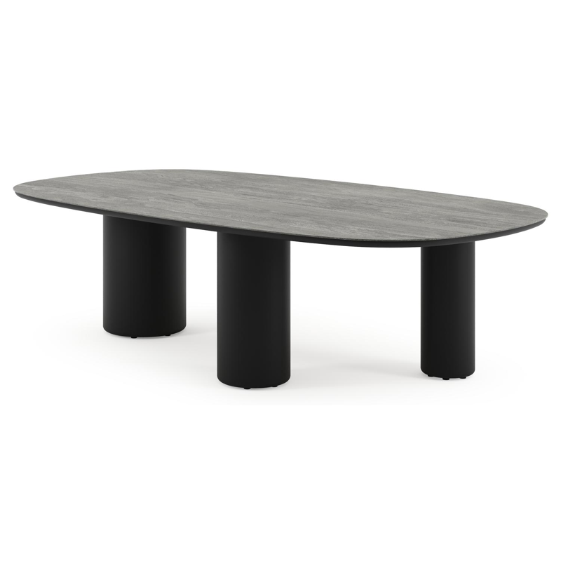 Amico tuintafel bombo xl in zwart aluminium en volkeramiek Aspen Grey - L 270 x B 148 x H 73.5 cm