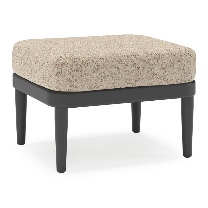 Orso poef in zwart aluminium met Bora Jungle all weather cosytica kussen