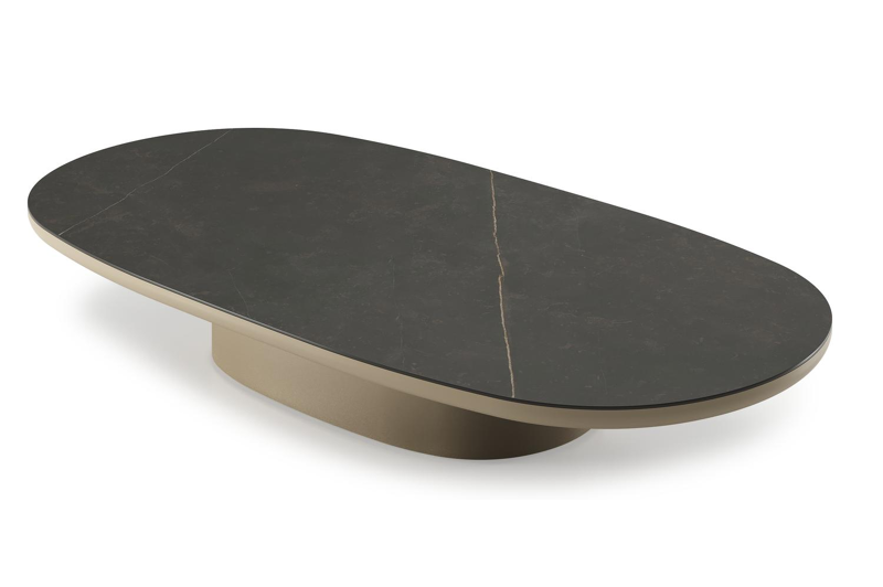 Amico loungetafel bombo in beige aluminium en volkeramiek Calatorao - L 171 x B 89 x H 24 cm