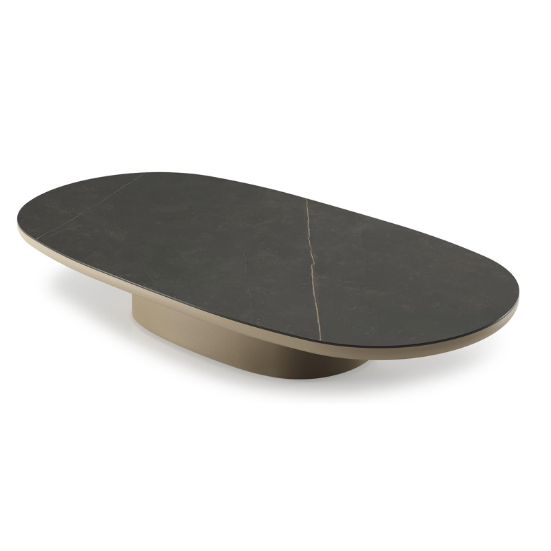 Amico loungetafel bombo in beige aluminium en volkeramiek Calatorao - L 171 x B 89 x H 24 cm