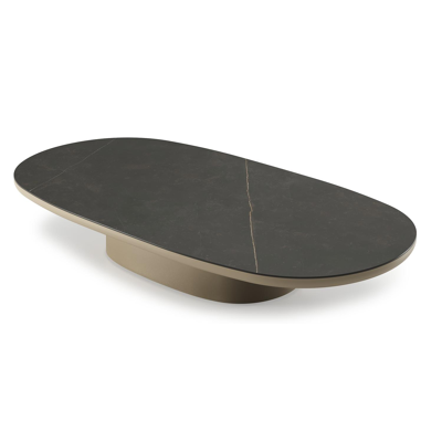 Amico loungetafel bombo in beige aluminium en volkeramiek Calatorao - L 171 x B 89 x H 24 cm