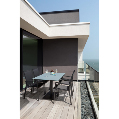 Ancona stapelbare tuinstoel zwart - aluminium en textilene