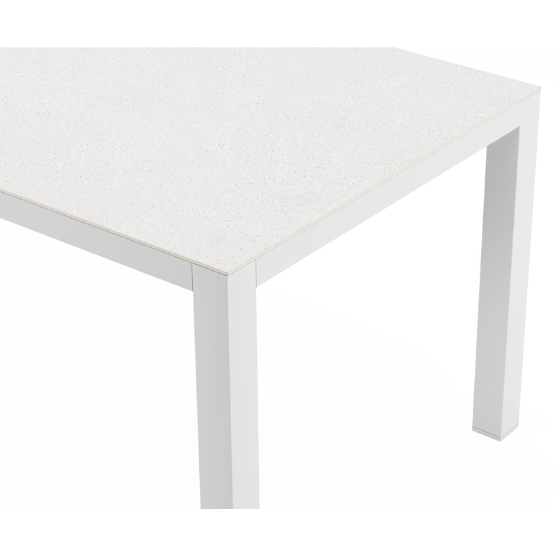Varese tuintafel rechthoekig in wit aluminium en sintered stone Topo minerale - L 160 x B 92 x H 73.5 cm