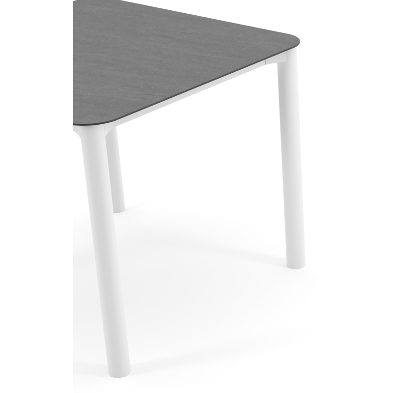 Orso tuintafel rechthoekig afgerond in wit aluminium en volkeramiek Basalt Black - L 90 x B 90 x H 74.5 cm