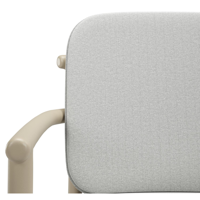 Bono stapelbare tuinstoel in beige aluminium met stoelkussen in All Weather Sunbrella® Luxe Natte Grey Chine