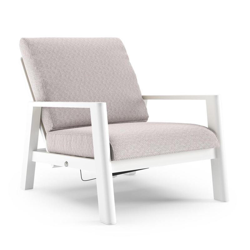 Cirello loungestoel in wit aluminium met wander gobi all weather sunbrella® luxe kussen