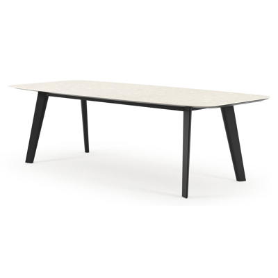 Lacrima tuintafel bootvorm in zwart aluminium en volkeramiek Retrostone - L 255 x B 115 x H 73 cm