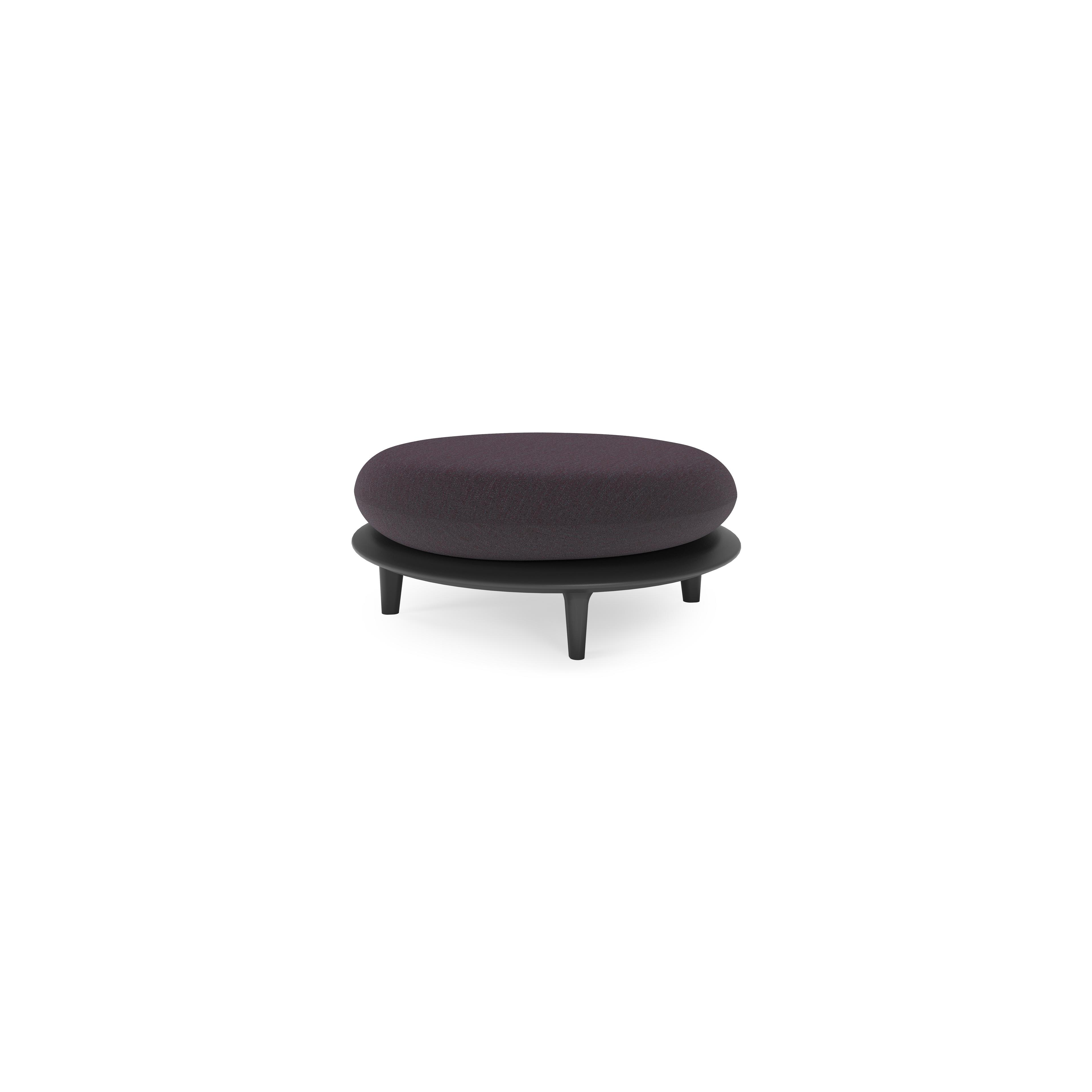 Bomero poef in zwart aluminium met tundra red all weather sunbrella® luxe kussen