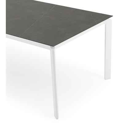 Cirello tuintafel rechthoekig in wit aluminium en volkeramiek Calatorao - L 240 x B 100 x H 75 cm