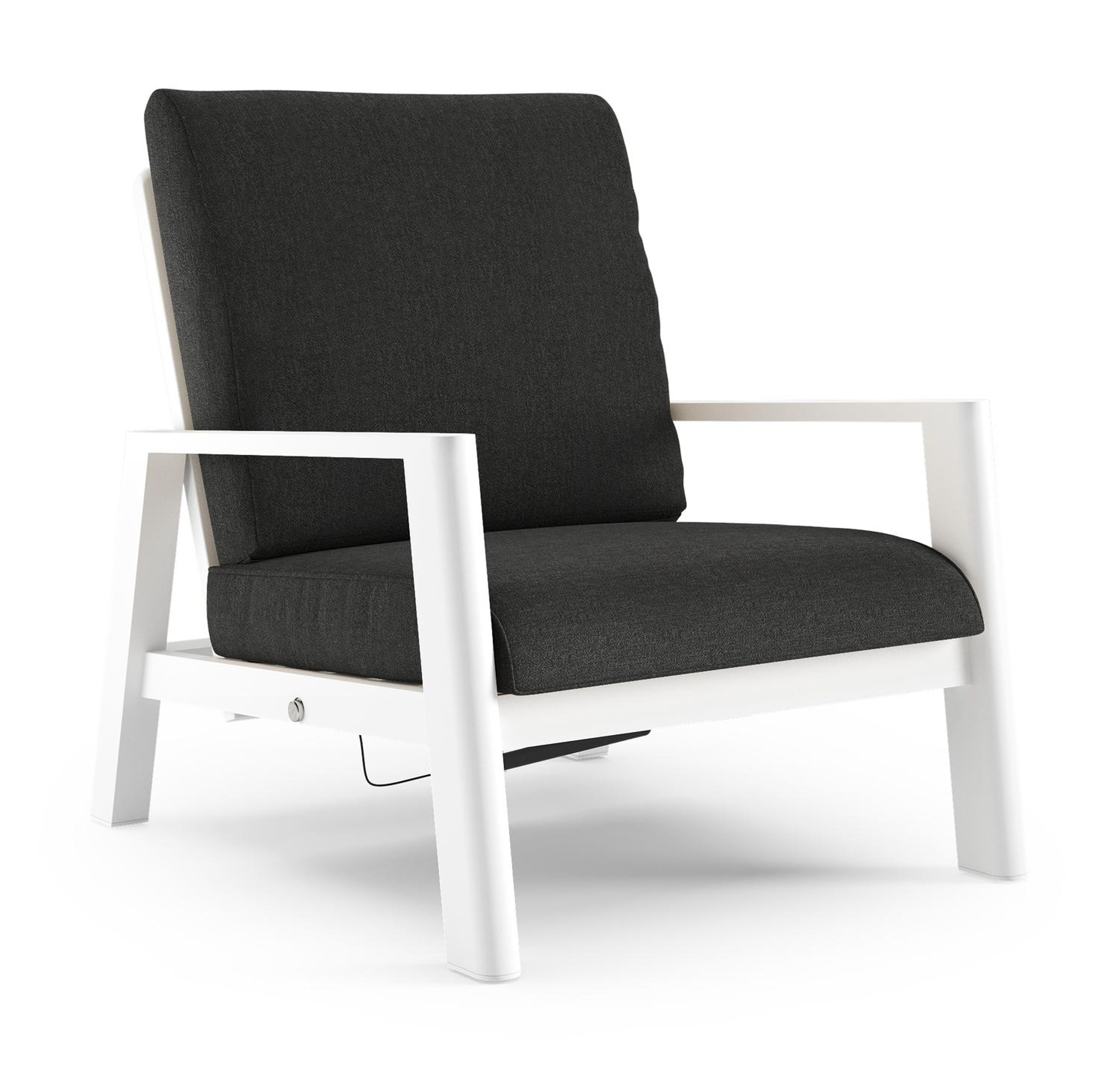 Cirello loungestoel in wit aluminium met chartres sooty all weather sunbrella® luxe kussen