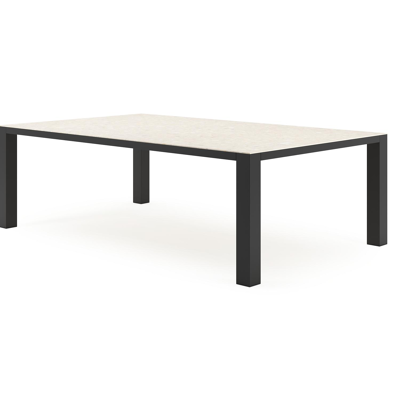 Nano XL tuintafel rechthoekig in zwart aluminium en volkeramiek Retrostone - L 240 x B 148 x H 75 cm