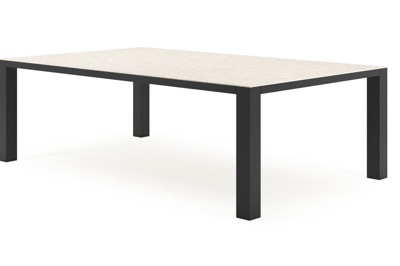 Nano XL tuintafel rechthoekig in zwart aluminium en volkeramiek Retrostone - L 240 x B 148 x H 75 cm