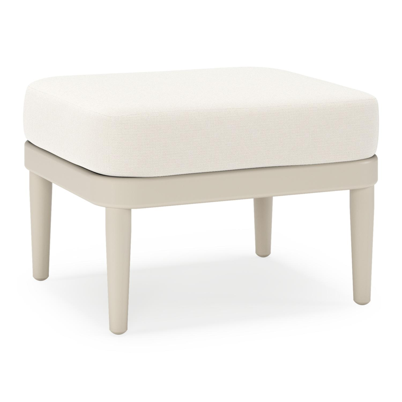 Pouf Orso en aluminium beige et coussins en all weather sunbrella® luxe Savane White