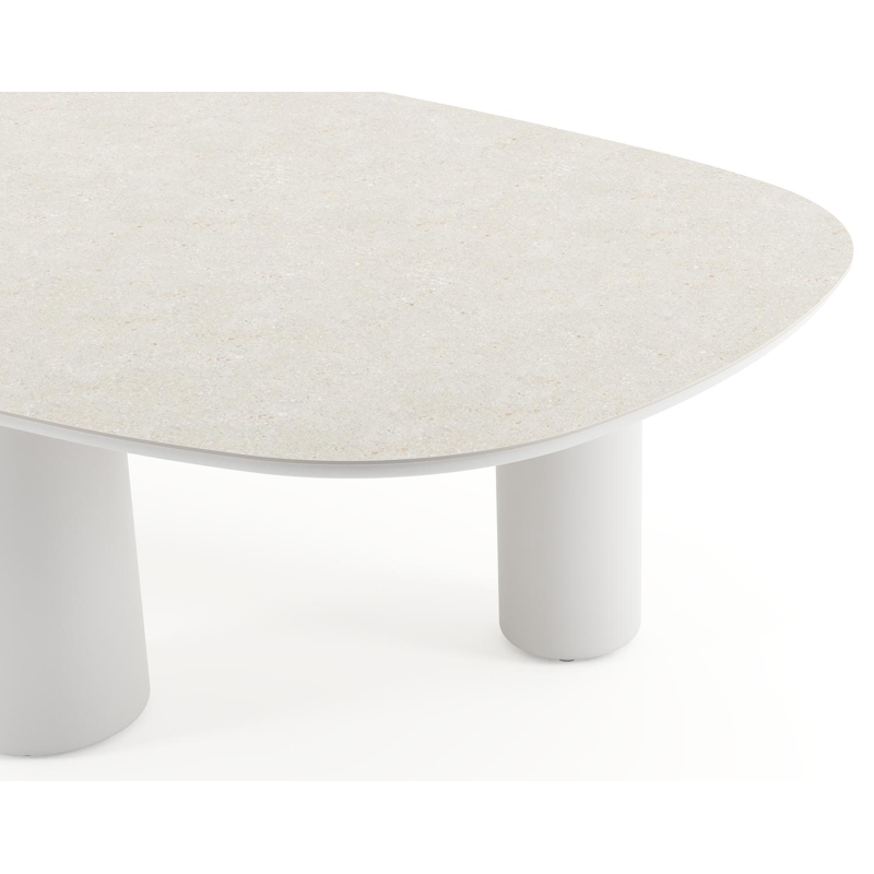 Amico tuintafel bombo xl in wit aluminium en volkeramiek Shilin - L 270 x B 148 x H 73.5 cm