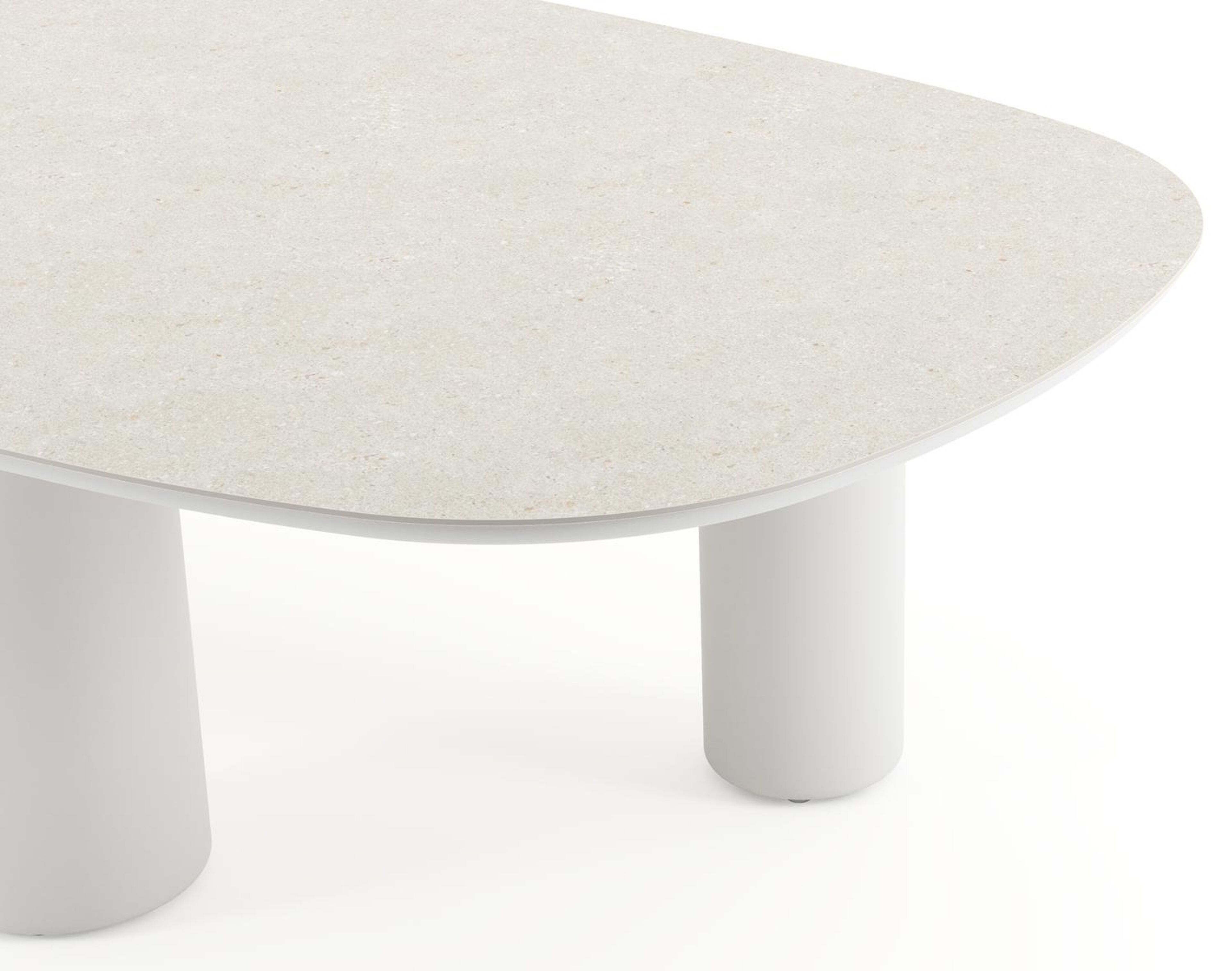 Table de jardin Amico bombo xl en aluminium blanc et céramique pleine Shilin - Lg. 270 x Lrg. 148 x Haut. 74 cm