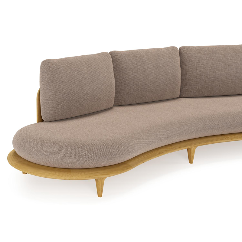 Bomero loungebank in teak met savane earth all weather sunbrella® luxe kussen
