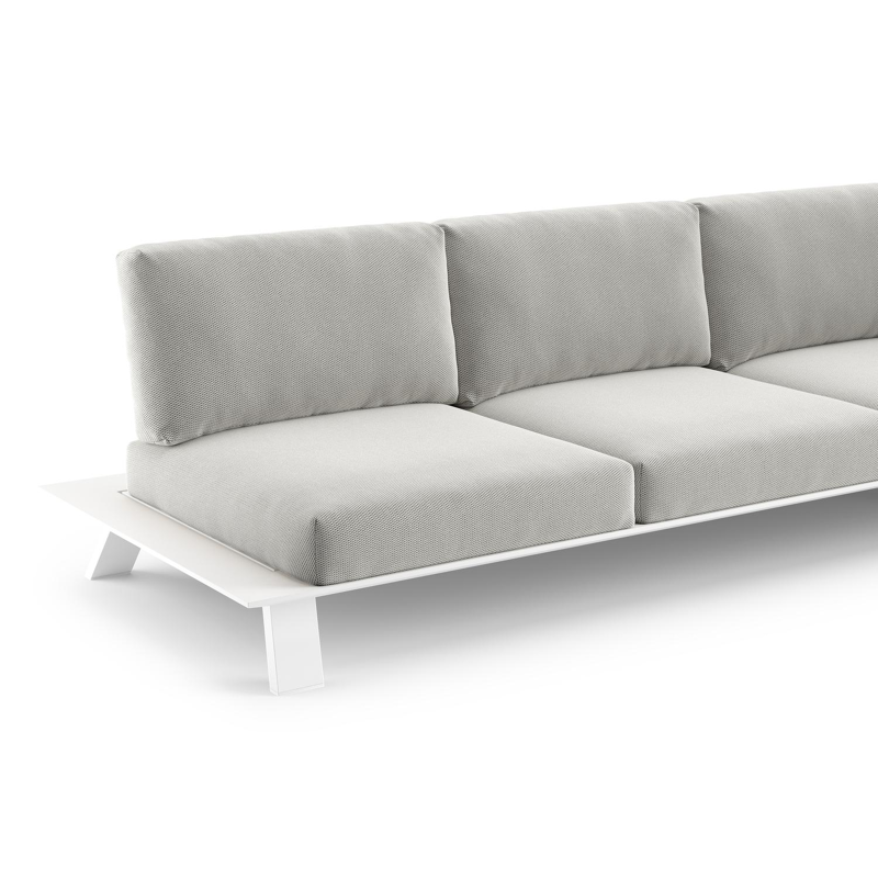 Canapé de jardin Cesano en aluminium blanc et coussin en all weather Sunbrella® luxe lopi ash