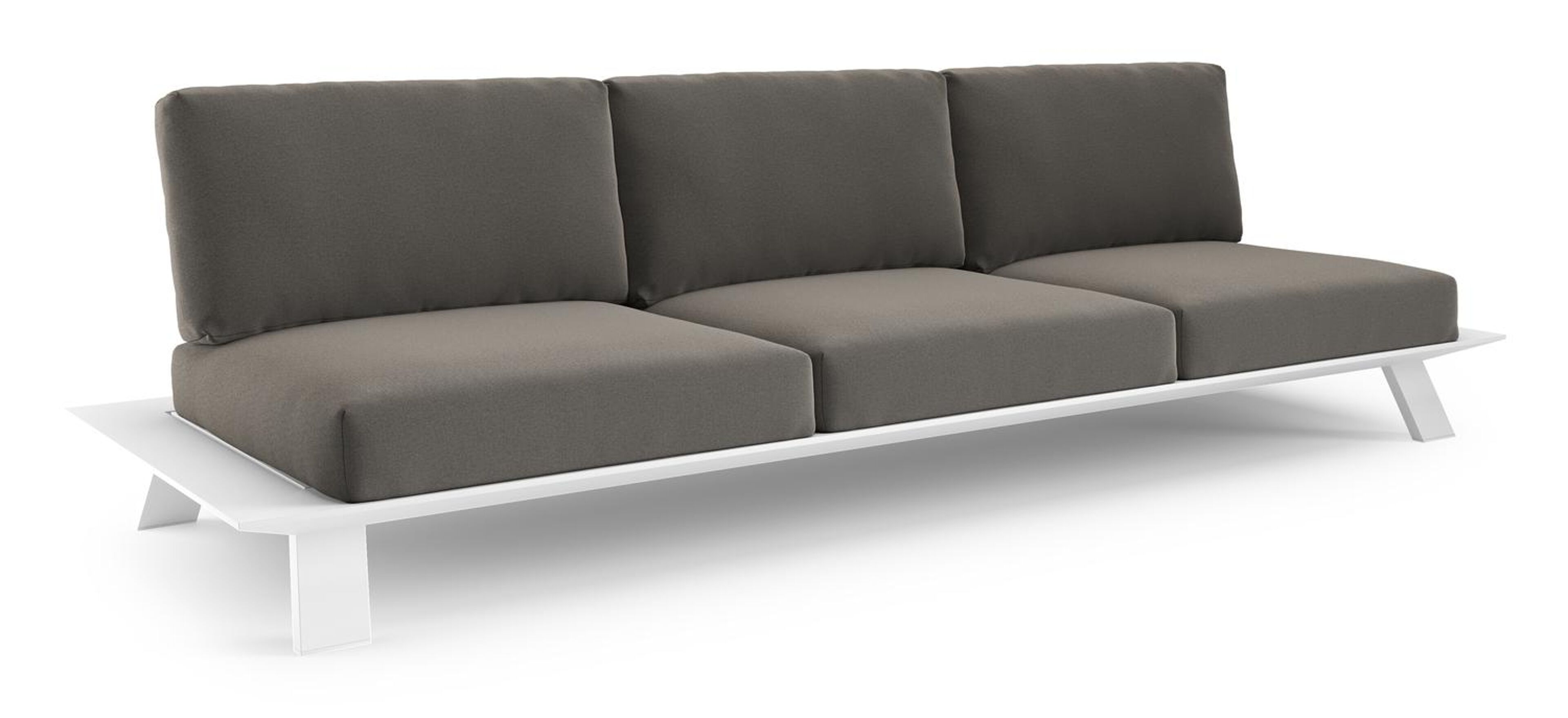 Cesano loungebank in wit aluminium met natte dark taupe all weather Sunbrella® luxe kussen